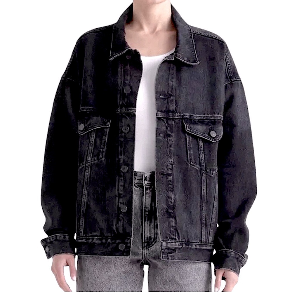 EDWIN Jeans Alexa Irony Oversized Denim Jacket Black Size L